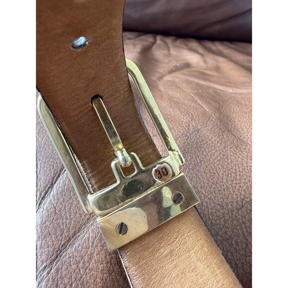 Vintage YSL Gold Belt Buckle Black Brown Belt Size S Brass - Picture 9 of 10